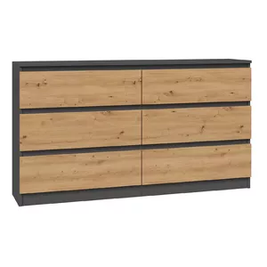 Chest of drawers Top e Shop M6 140 ANT/ART, 6 drawers, Anthracite Oak, 1380×750×400 mm