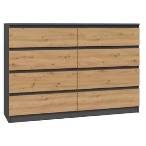 Комод top e shop M8 140 ANT/ART — 8 ящиков, антрацит/дуб, 1380×400×970 мм, ДСП