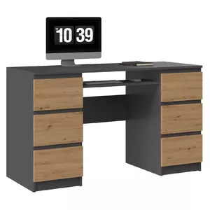 Datora galds top e shop KUBA ANTR/ART, taisns, taisnstūra virsma no skaidu plāksnes, 1300×510×760 mm, ozolkoka krāsa