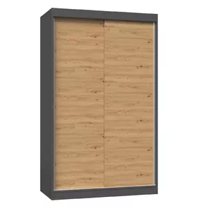 Garderobe top e shop IGA 120 ANT/ART — guļamistabas skapis ar 2 durvīm un 7 plauktiem