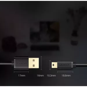 USB data cable UGREEN US132 Mini-USB 480 Mbps, 3 m, black, PVC jacket