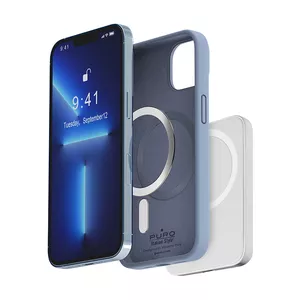 PURO protective case Icon Mag for iPhone 14 Plus / Max — blue, magnetic attachment, slim profile