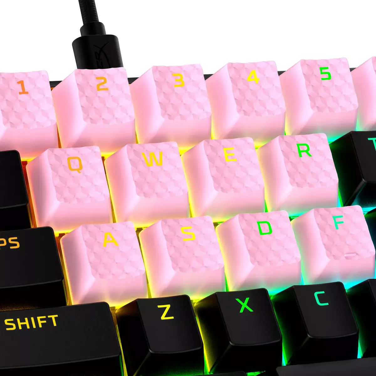 HyperX Rubber Keycaps rozā US izkārtojums Photo 5