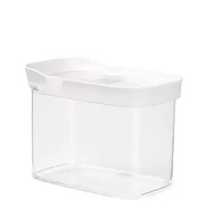 EMSA Optima Rectangular 1 L Dry Food Storage Container with Adjustable Slider Lid Transparent and White