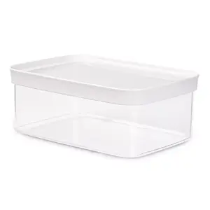 EMSA Optima Rectangular Dry Food Storage Container 2 L Transparent and White Plastic with Freshness Seal and BPA-Free Design