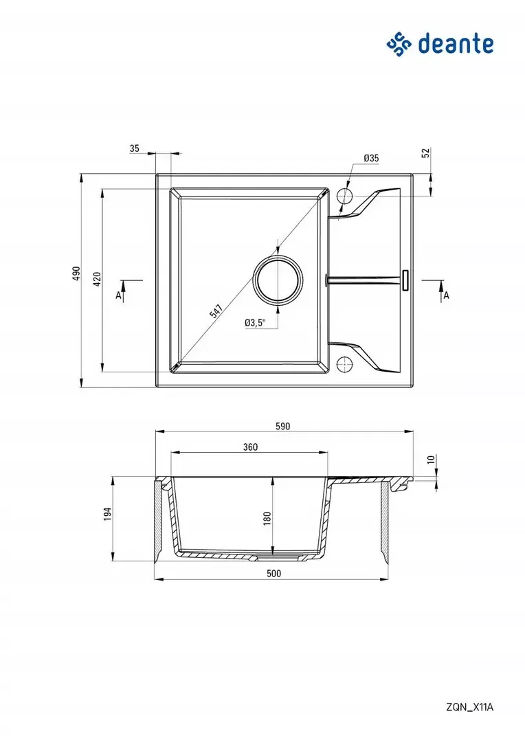 Granite sink Deante ZQN_G11A — 1 bowl with drainer Photo 2