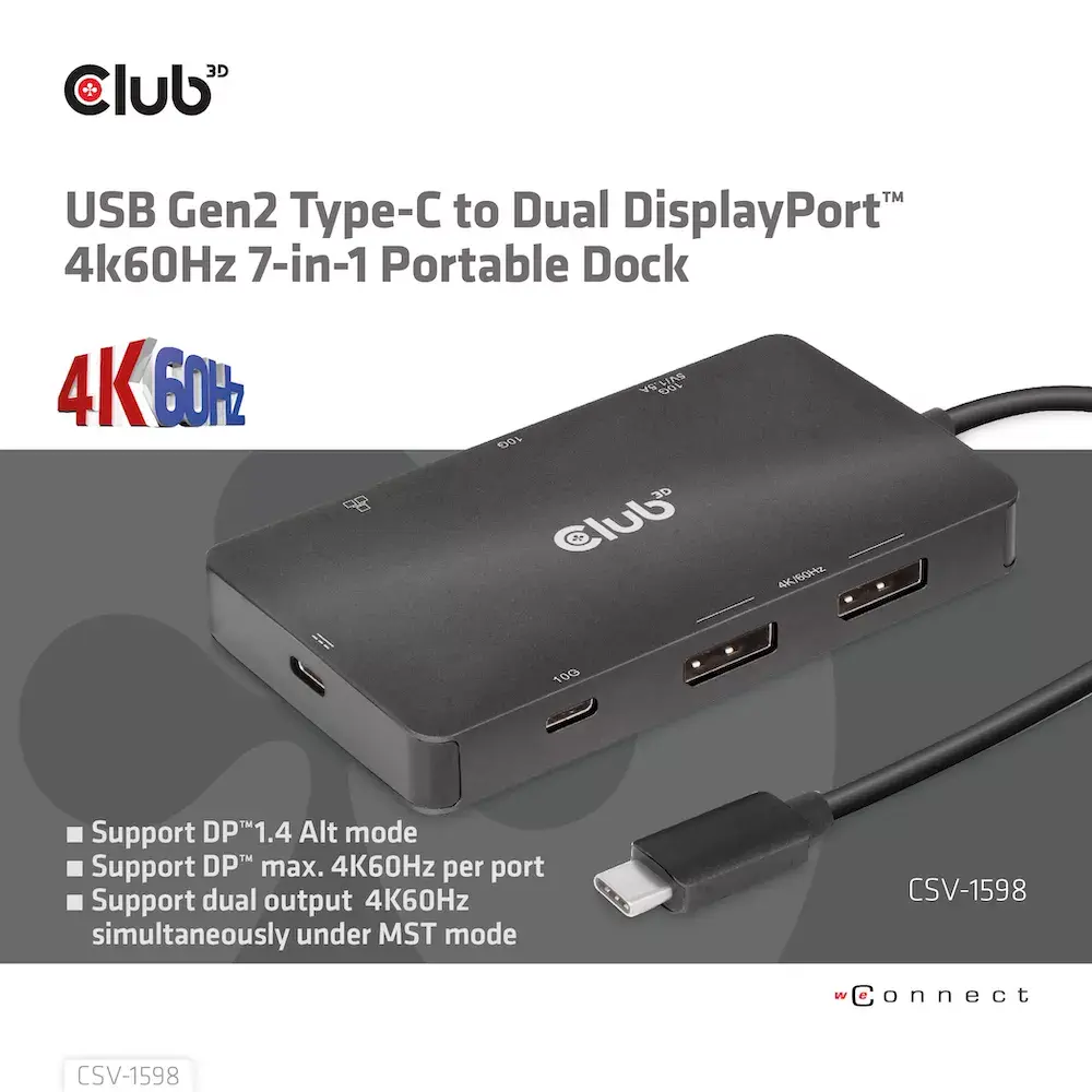 HUB CLUB3D USB Gen2 Type-C на два DisplayPort Photo 7