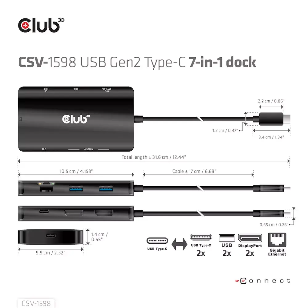 HUB CLUB3D USB Gen2 Type-C на два DisplayPort Photo 10