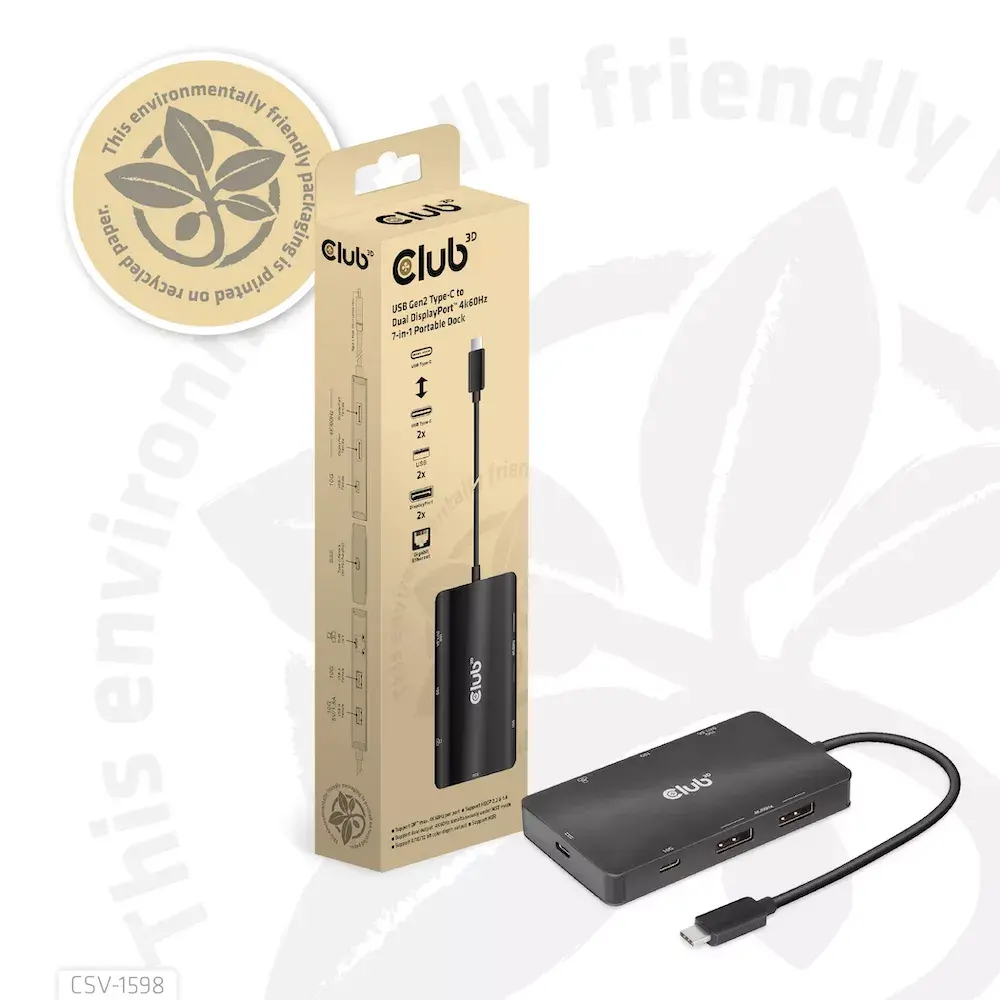 HUB CLUB3D USB Gen2 Type-C на два DisplayPort Photo 14