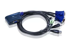KVM slēdzis ATEN CS62US 2-portu USB VGA ar audio, QXGA 2048×1536, 5 V DC, melns