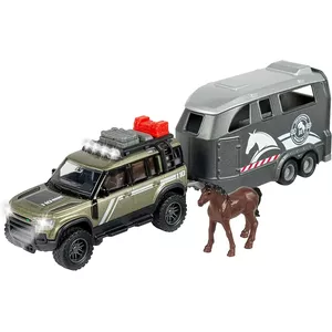 Toy Land Rover with Horse Trailer by Majorette, die-cast vehicle set