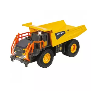 Dump truck Majorette Volvo Rigid Hauler — metal/plastic, requires 2×AAA batteries, recommended age 3+