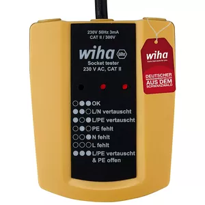 Socket tester Wiha SB25561 230V AC CAT II — mains outlet wiring and polarity checker