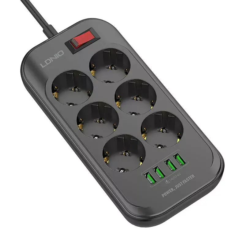 LDNIO SE6403 pagarinātājs — 6 AC, 4 USB, 2 m Photo 2