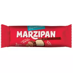 Marzipan Bar Skrīveru Saldumi Dark Chocolate 40 g — marzipan confection, dark chocolate coating