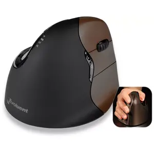 Evoluent VerticalMouse 4 Small Wireless labās puses ergonomiska pele, optiskā, RF bezvadu, 6 pogas, ritenis, melna/brūna
