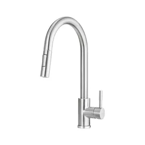 KITCHEN MIXER WITH PULL-OUT SPRAY DEANTE TWO FLOWS, BRUSHED STEEL LIMA