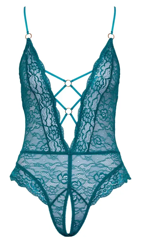 Cottelli Collection crotchless lace body L teal Photo 6