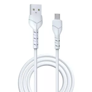 USB — MicroUSB kabelis Devia Kintone 1,0 m, 2,1A, balts
