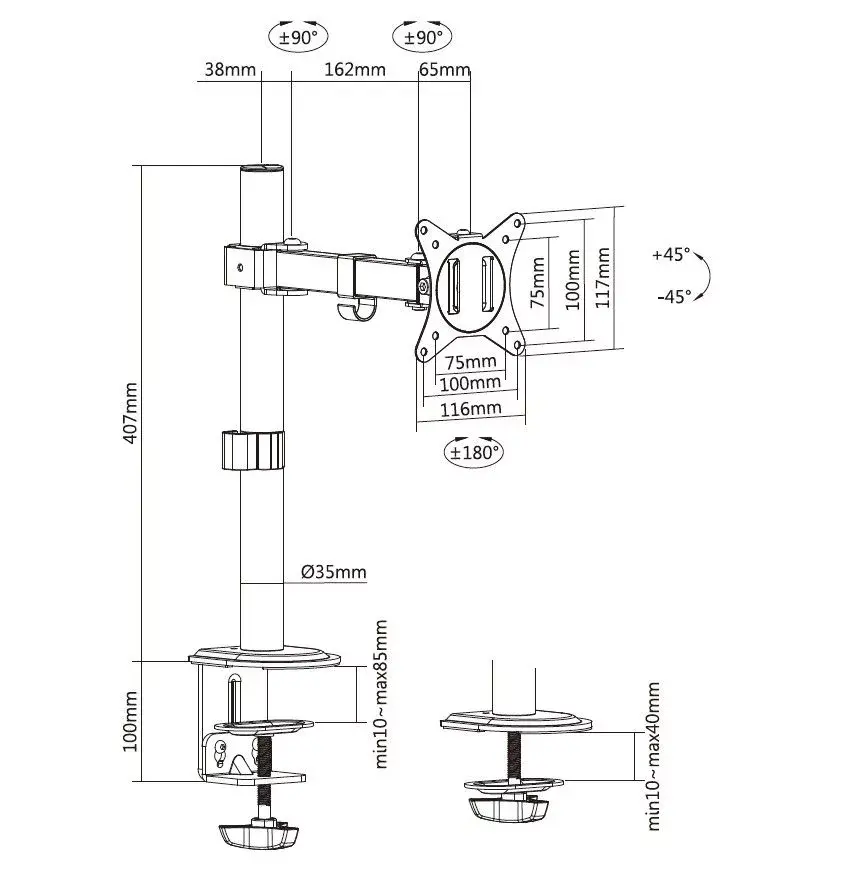 Monitoru galda stiprinājums Equip 650156 Photo 8