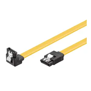 SATA III kabelis GOOBAY CAK SATA 600-020 90° CLIP 0.2 m, SATA 7-pin, melns/dzeltens