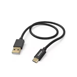USB Cable Hama Fabric USB 2.0 1.5m USB A USB C Black