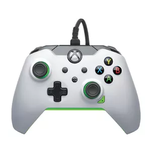 Gamepad PDP Wired Controller Neon White for Xbox Series X|S, Xbox One, Xbox, Windows 10/11, USB‑C, 2.43 m cable
