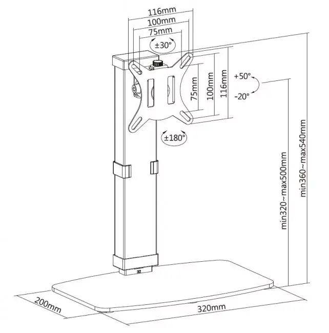 Brīvi stāvoša monitora statīvs Equip 17"-32" Photo 6