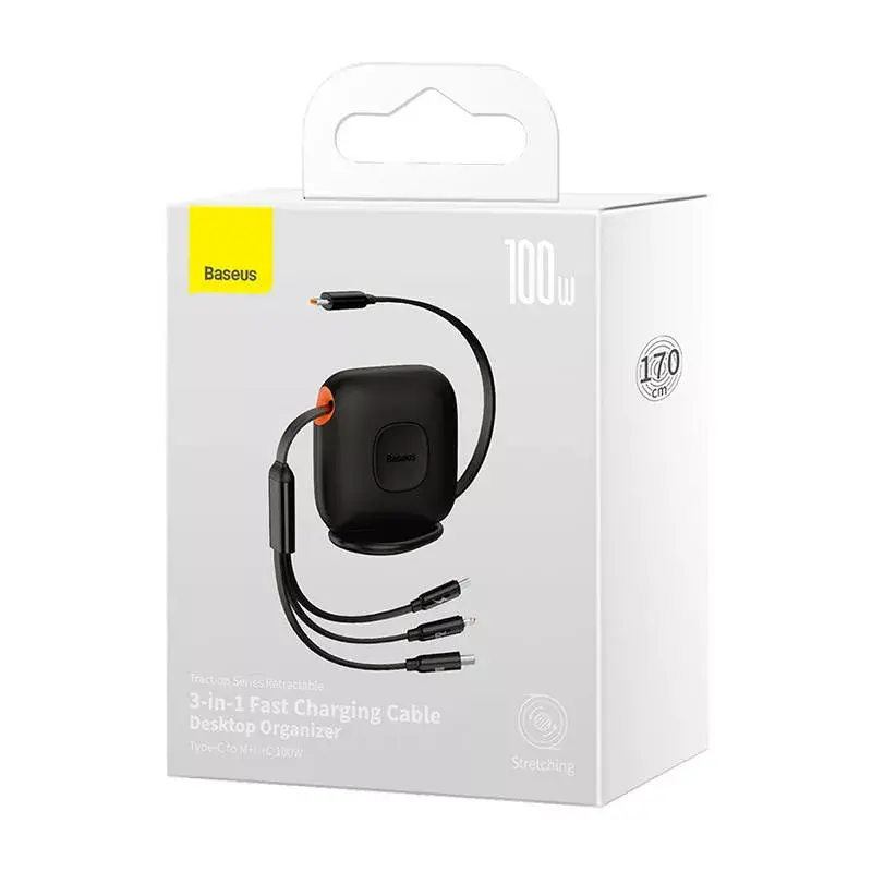 Baseus Traction 3-in-1 100W kabelis USB-C/Lightning/Micro-USB Photo 8