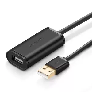 USB A pagarinājums ar pastiprinātāju UGREEN US121, 10 m, melns, A spraudnis — A ligzda