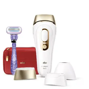 Прибор для удаления волос IPL BRAUN Silk·expert Pro 5 PL5267 — бело‑золотой, IPL, насадки для тела и лица, AC 100–240 В, 1,31 кг