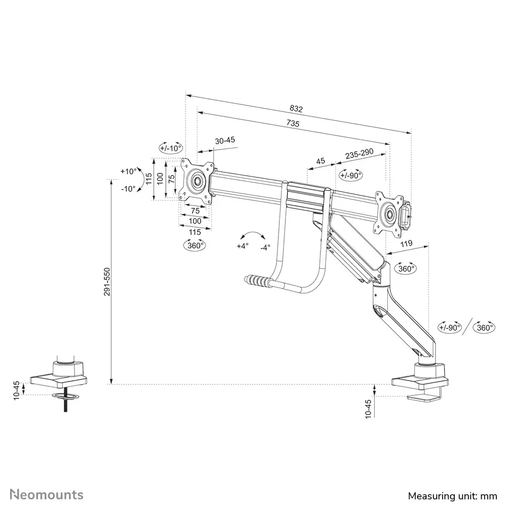 Galda monitora statīvs Neomounts Neomounts DS75-450WH2 Photo 20