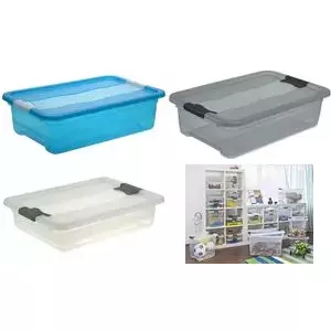 Storage box keeeper Cornelia 7 L crystal grey transparent with lid