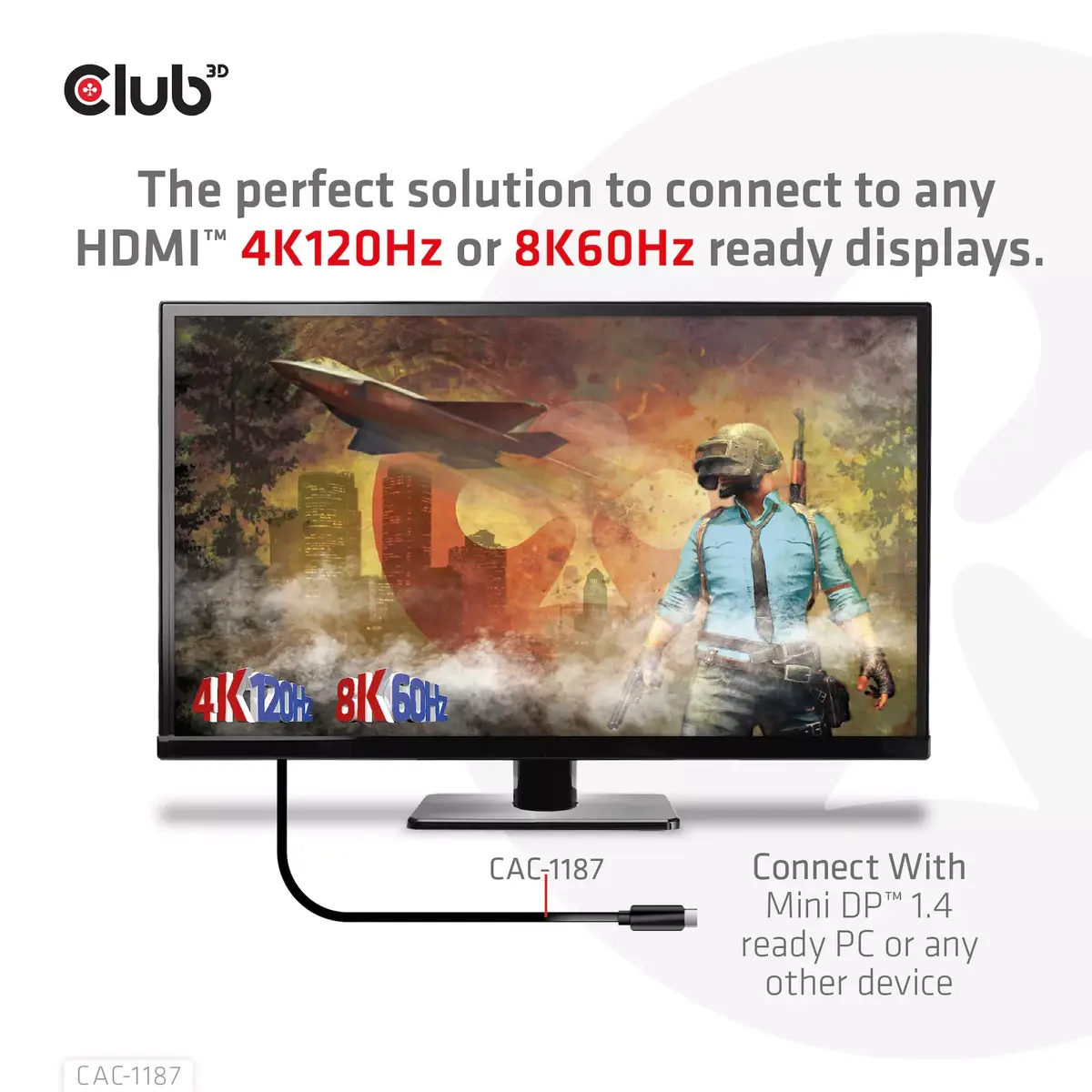 Cable MiniDisplayPort 1.4 to HDMI CLUB3D CAC-1187 Photo 5