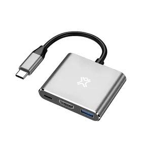 Klēpjdatora dokstacija / portu replikators XtremeMac XWH-HUB3-13 — USB Type-C pieslēgvieta, HDMI, USB 3.2 Gen 2 Type-A, USB-C, sudraba, 4K Ultra HD