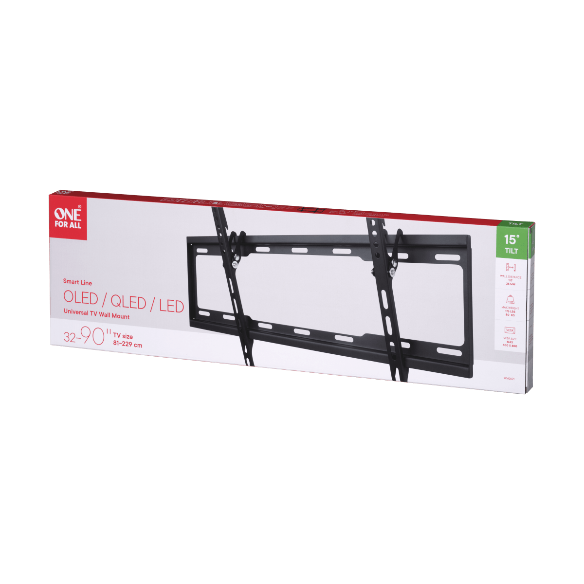 Крепление на стену для телевизора One For All WM2621, с наклоном, VESA до 600×400 мм, для плоских и изогнутых экранов