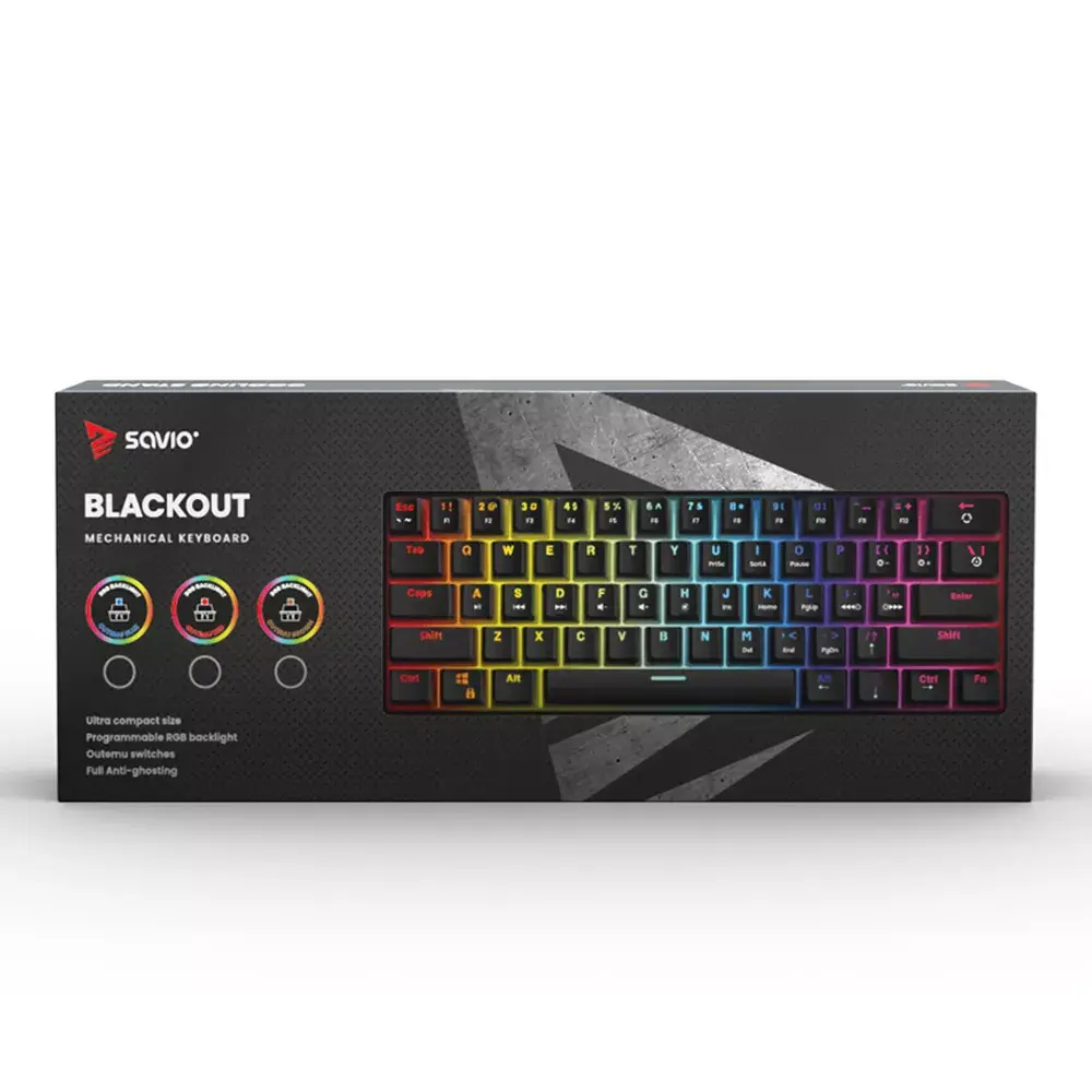 SAVIO BLACKOUT BROWN mehāniskā tastatūra 60% USB Photo 6