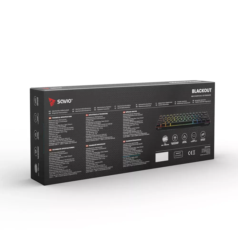 SAVIO BLACKOUT BROWN mehāniskā tastatūra 60% USB Photo 8