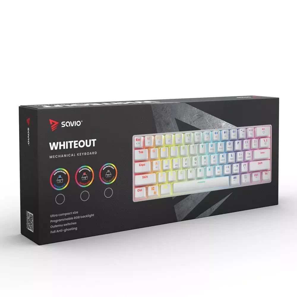 SAVIO WHITEOUT BROWN mehāniskā 60% spēļu tastatūra Photo 9