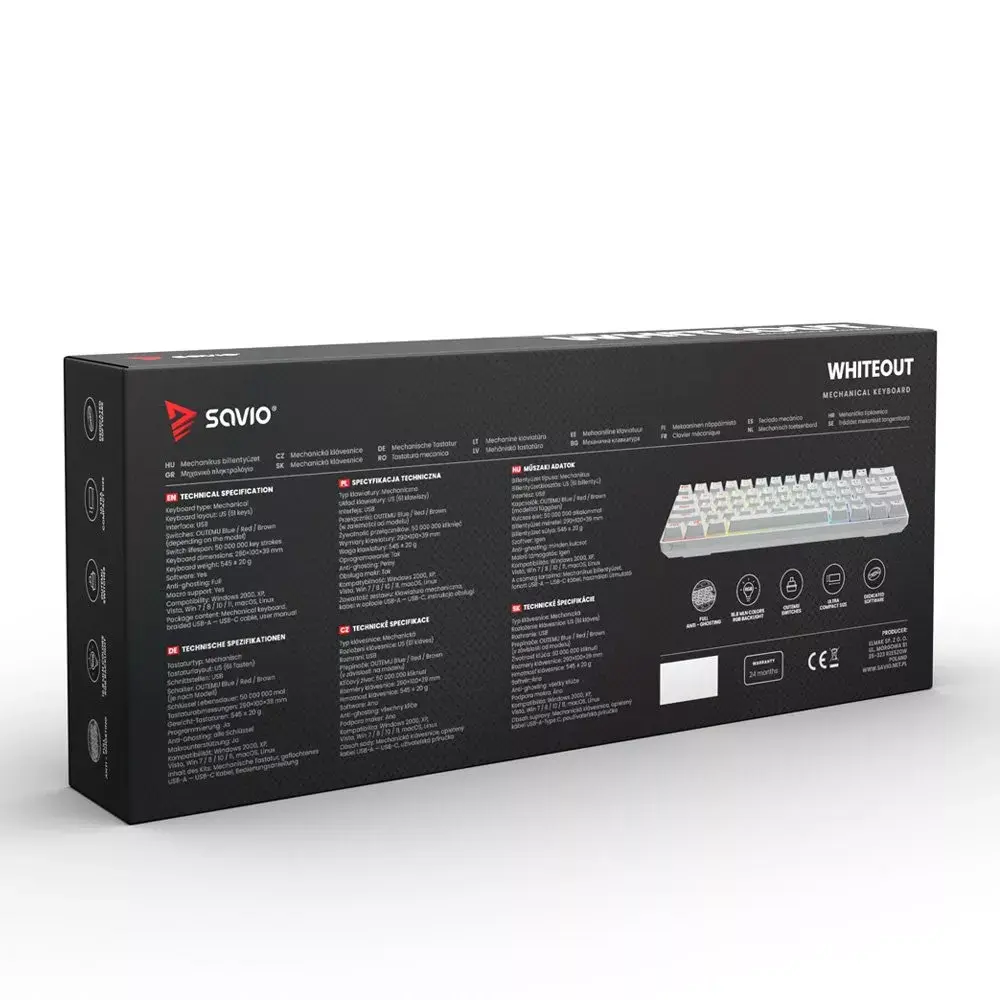 SAVIO WHITEOUT BROWN mehāniskā 60% spēļu tastatūra Photo 10