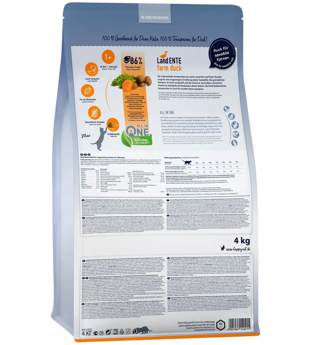 happy cat Culinary Adult Farm Duck sausā barība, 4 kg Photo 2