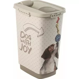 Airtight plastic food container rotho Cody Beige 25 L — pet food storage, 463×330×250 mm, 3 kg