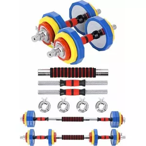 Barbells HMS SKC20 set — 2 × 10 kg steel barbell plates for home gym