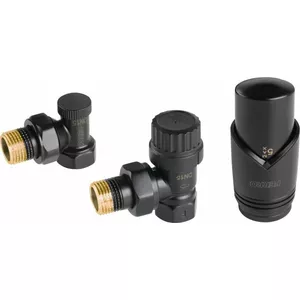 Thermostatic radiator valve set FERRO ZTM31BL, angled, black