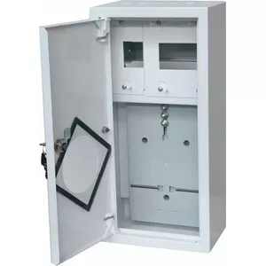 Alfako A-RZ9E metāla skaitītāja sadales skapis 1-fāžu elektroniskajam skaitītājam ar 6 drošinātāju vietām, slēdzeni un lodziņu, RAL 9003