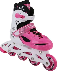 Enero 4-in-1 Adjustable Inline Skates and Ice Skates with Interchangeable Blade Pink Size 26-29