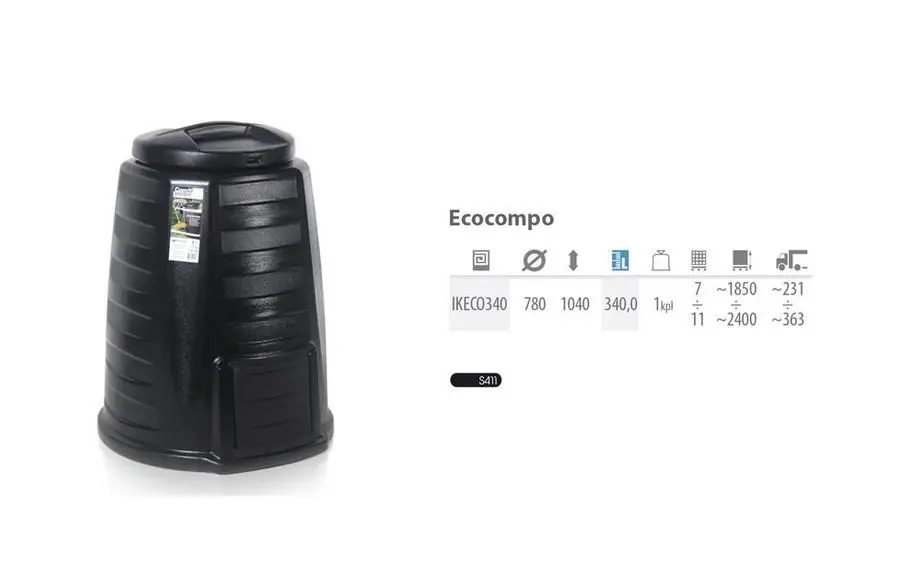 Kompostieris Prosperplast IKECO340-S411 340 l melns