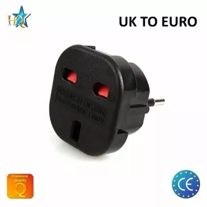 HQ Power Plug adapter from UK (United Kingdom) 3pin to Euro Socket - UK to EU Adapter (OEM)