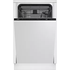 Built-in dishwasher BEKO BDIS 38120Q — 11 place settings, 45 cm narrow, 46 dB, 8 programs