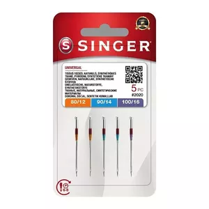 SINGER sewing machine needles set N2020 sizes 12/80, 14/90, 16/100 — blister 5 pcs